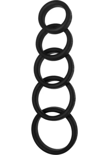 Boneyard 5 pc Silicone black Penis Rings