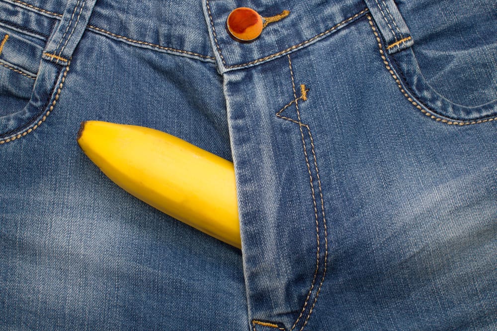 denim pants and a banana
