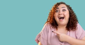 plus woman smiling and achieving a powerful clit orgasm