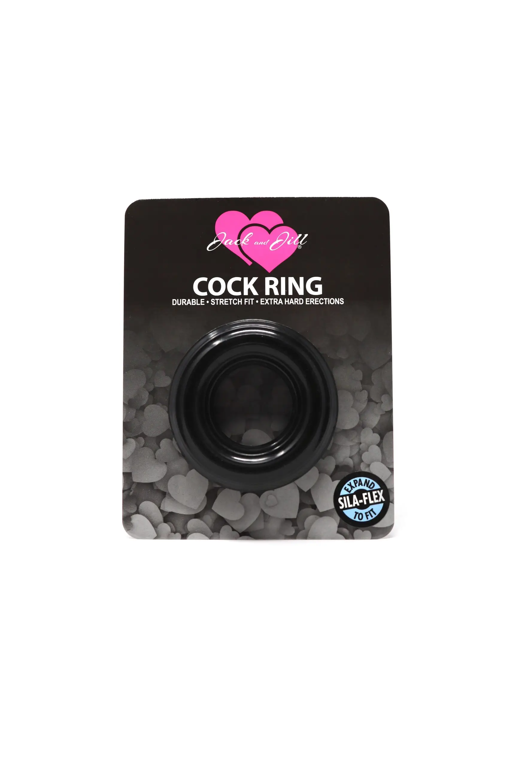 Jack and Jill Cock Ring Ribbed Donut (1 inch) Black cock ring