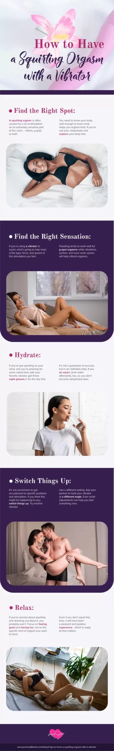 Infographic for 5 Tips to Have a Squirting Orgasm with a Vibrator