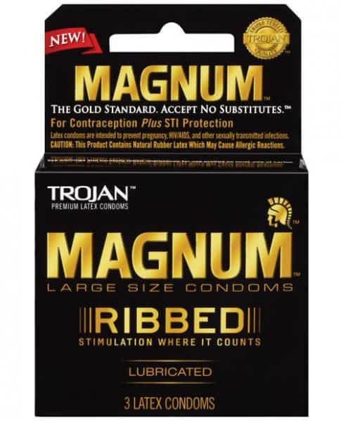 Trojan Magnum Ribbed Condoms Box of 3