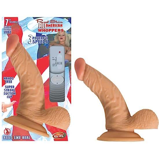 Real Skin All American Whoppers 7" Curved Dong with Balls