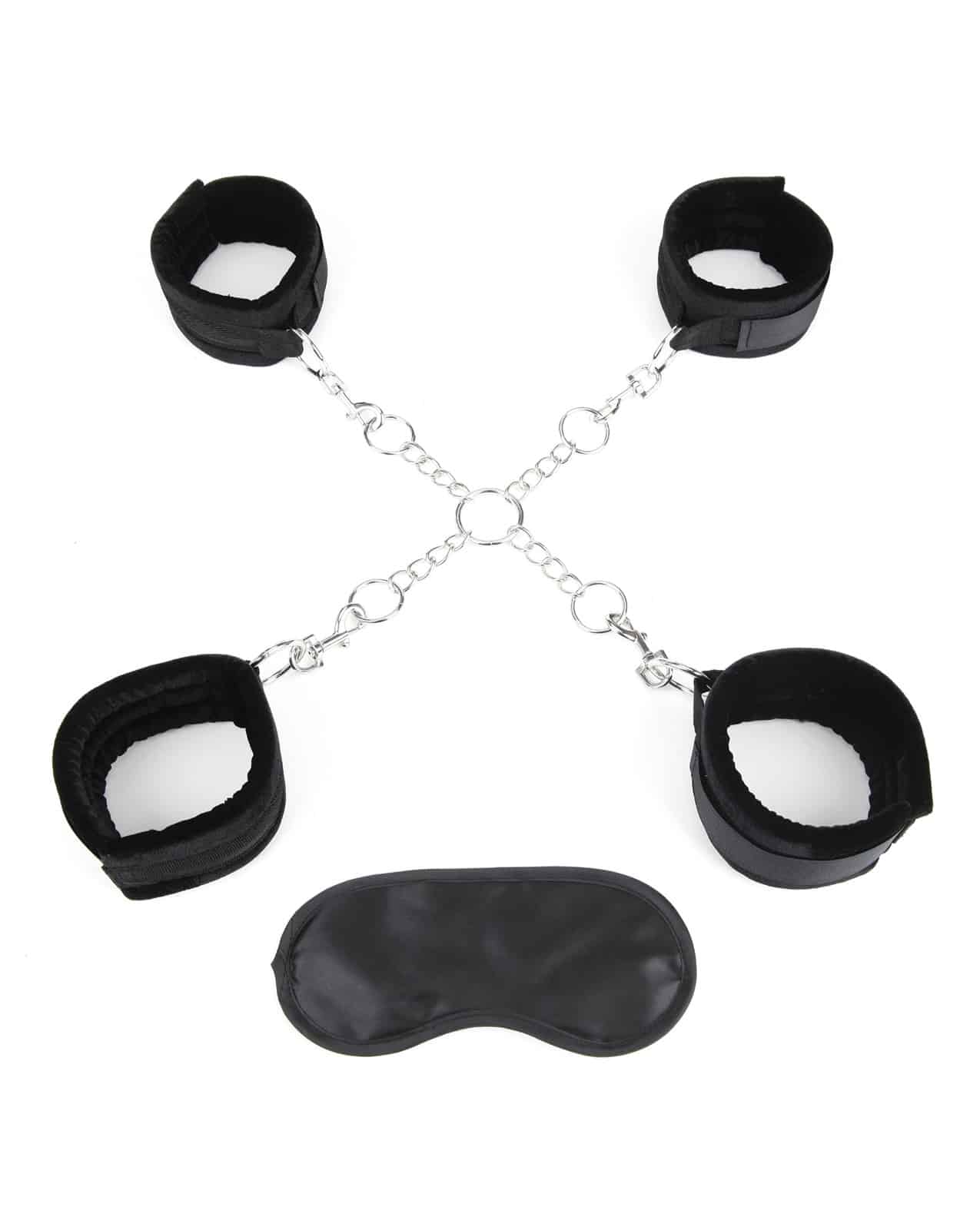 Lux Fetish Deluxe Chain Hogtie with 4 Universal Soft Restraint Cuffs
