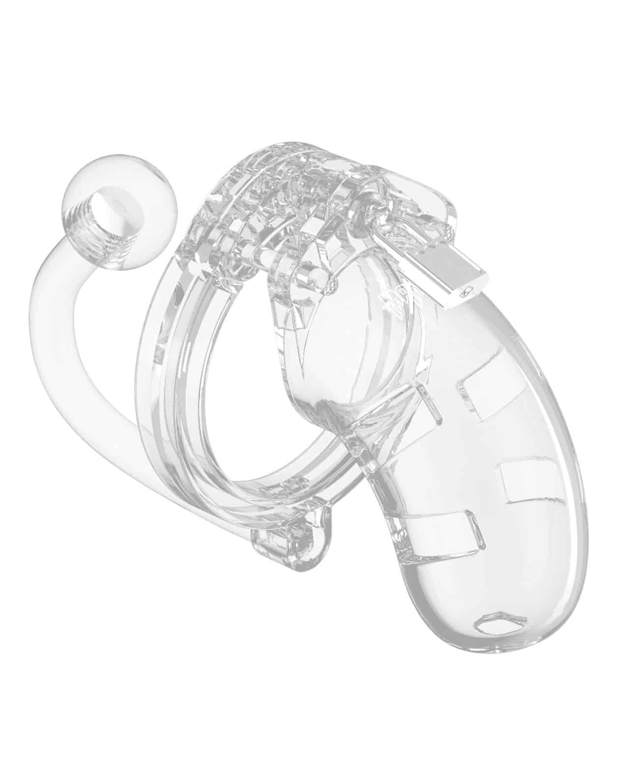 Shots Man Cage Chastity 3.5" Cock Cage with Model 10 Clear Sex Toy
