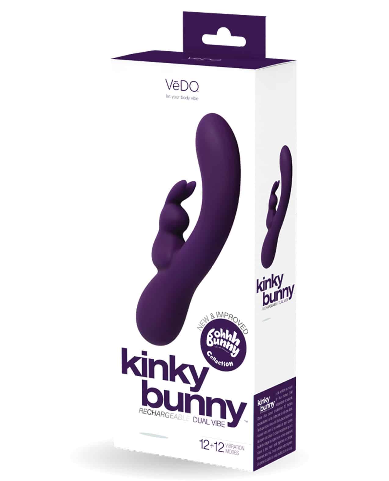 VeDO Kinky Bunny Plus Rechargeable Dual Vibe Deep Purple Vibrator