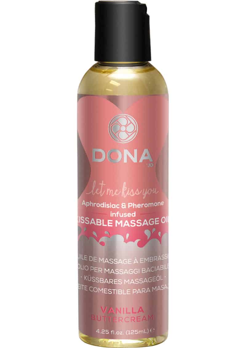Dona Aphrodisiac and Pheromone Infused Kissable Massage Oil Vanilla Buttercream 3.75 Ounce