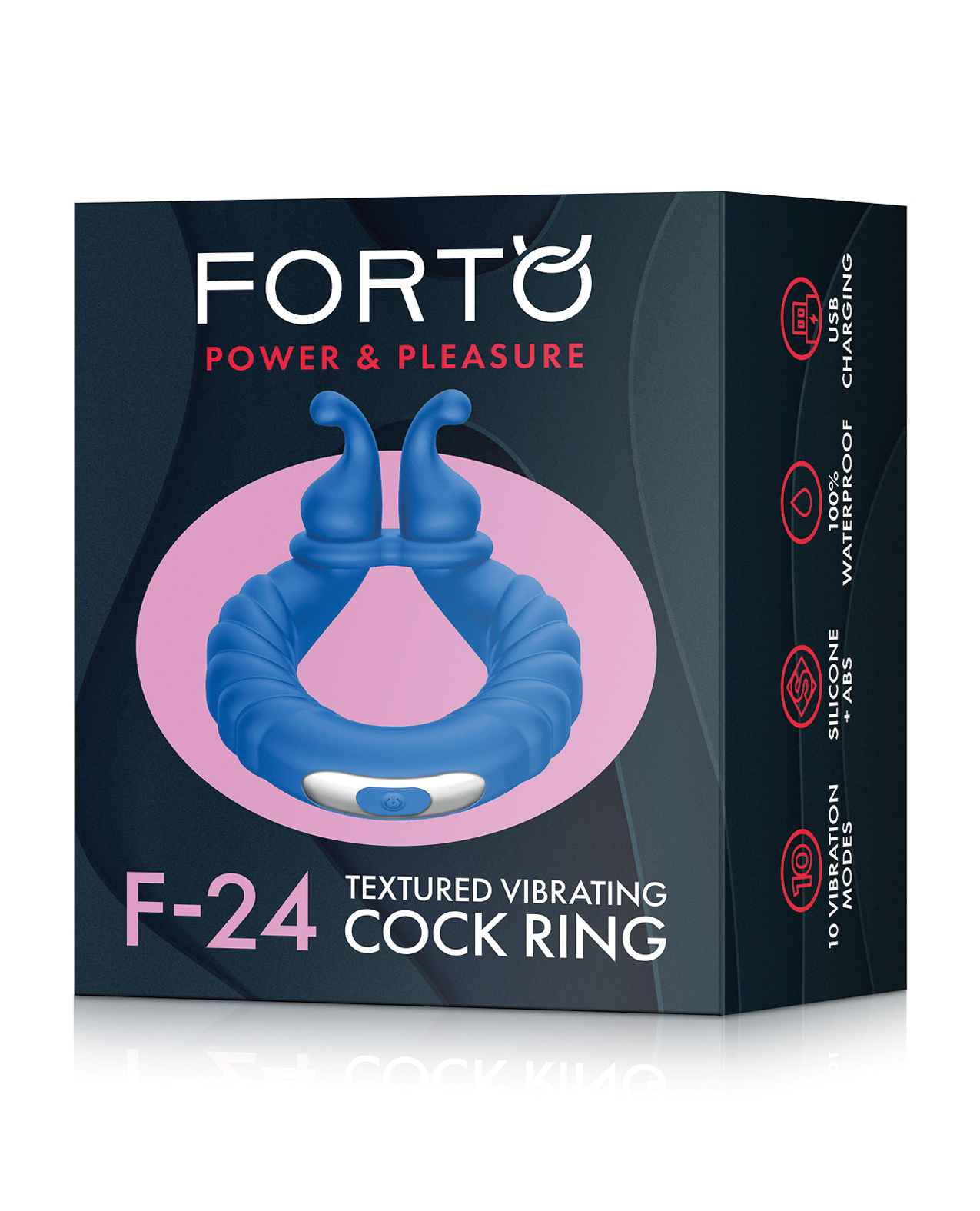 Forto F-24 Textured Vibrating Cock Ring Blue