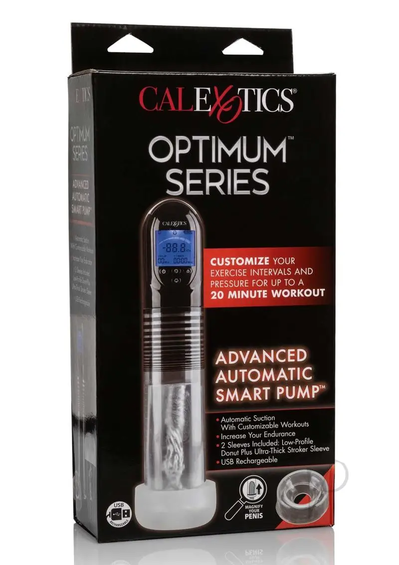 CalExotics Optimum Series Automatic Smart Pump – Male Enhancement Penis  Pump with Silicone Stroker Sleeve – Male Masturbation Sex Toys for Men –  Clear