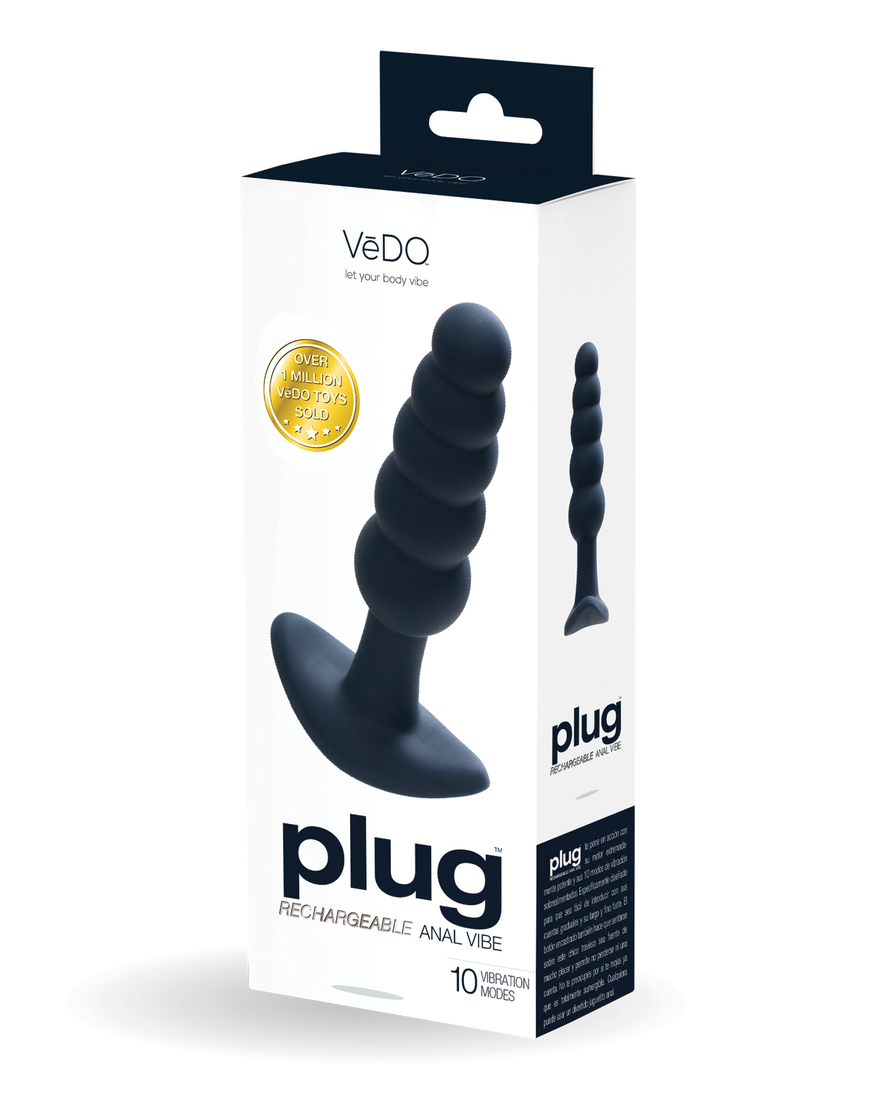 Black butt plug on a white box