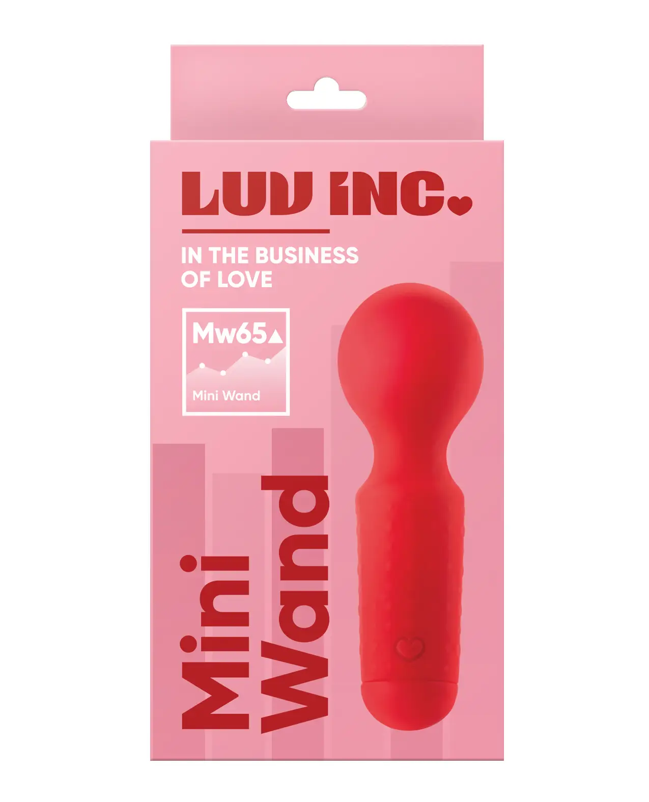 Mini Body Massager in red on a pink box