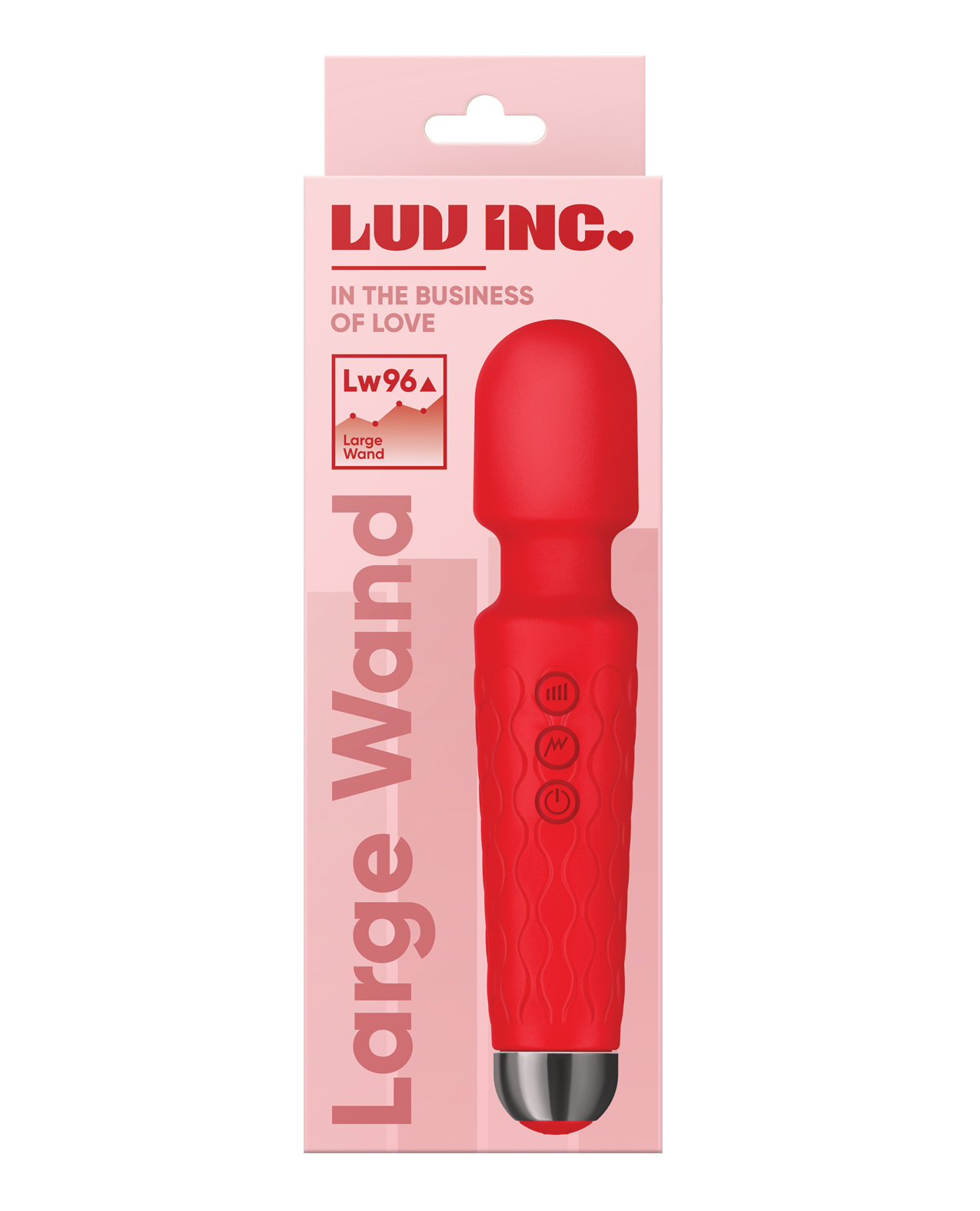 8" Body Massager in red on a pink box