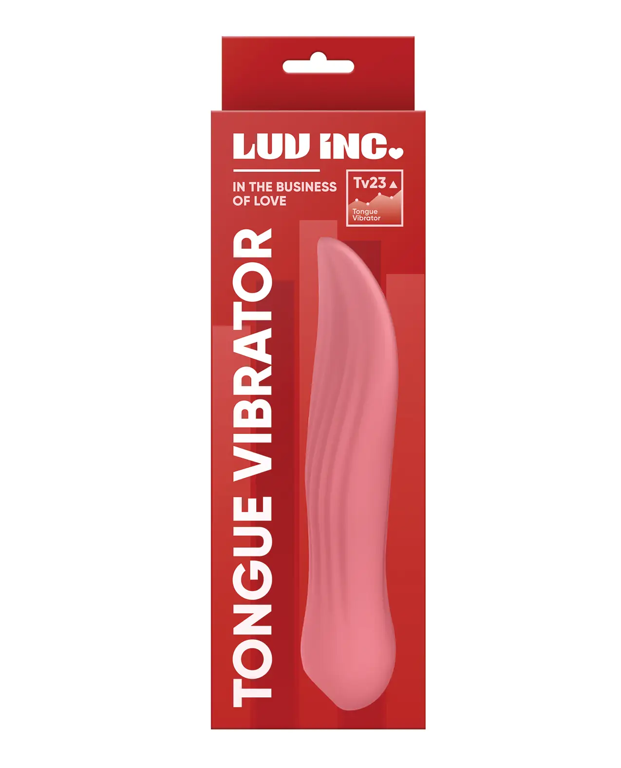 Vibrator with a Tongue shaped tip in Taupe on a red box