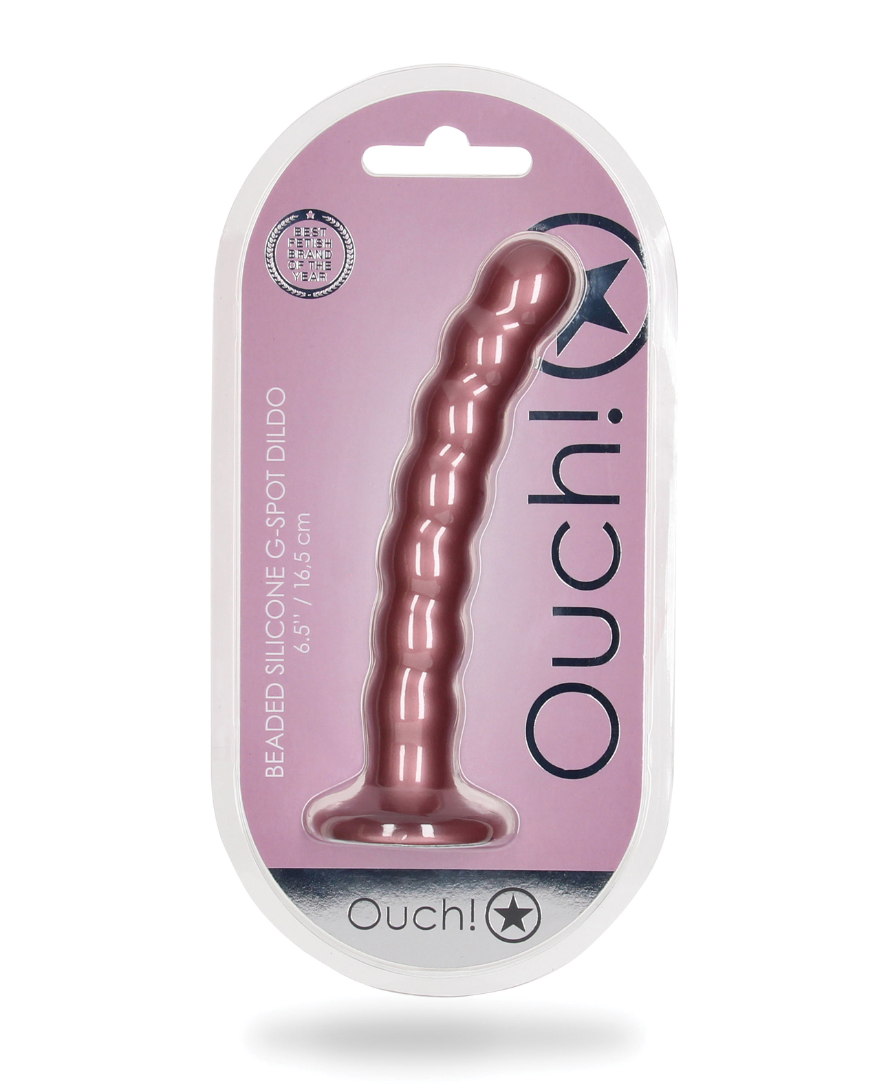 Ouch beaded silicone dildo 6.5" in Metalic Rosę Gold
