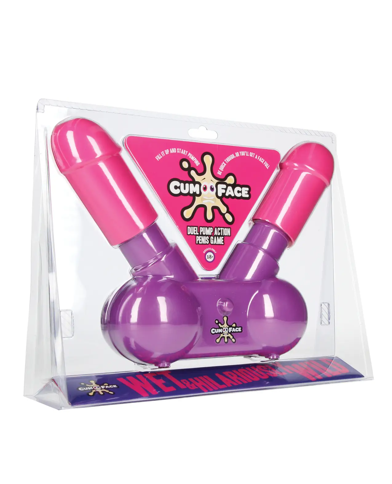 duel pump action penis game in clamshell packaging