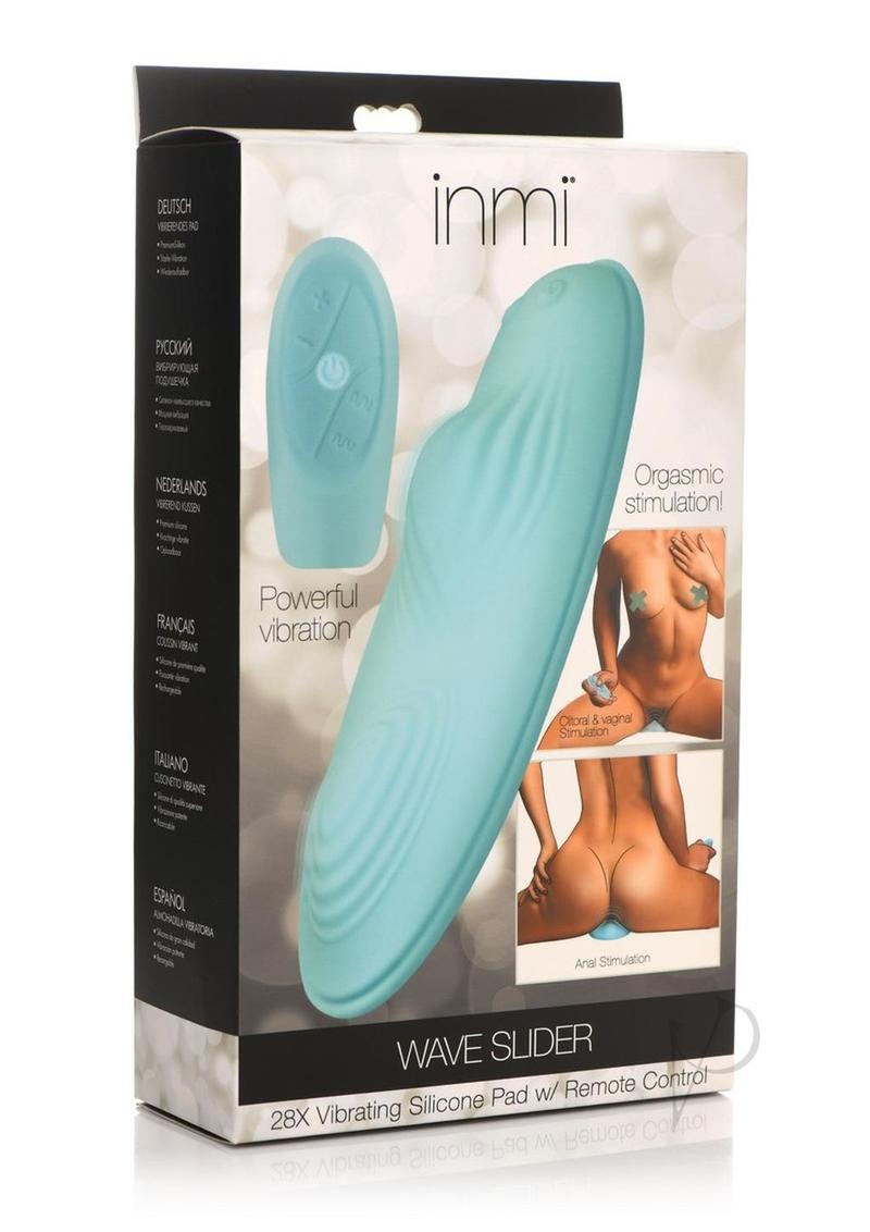 A box with the Inmi Wave slider with a remote in teal