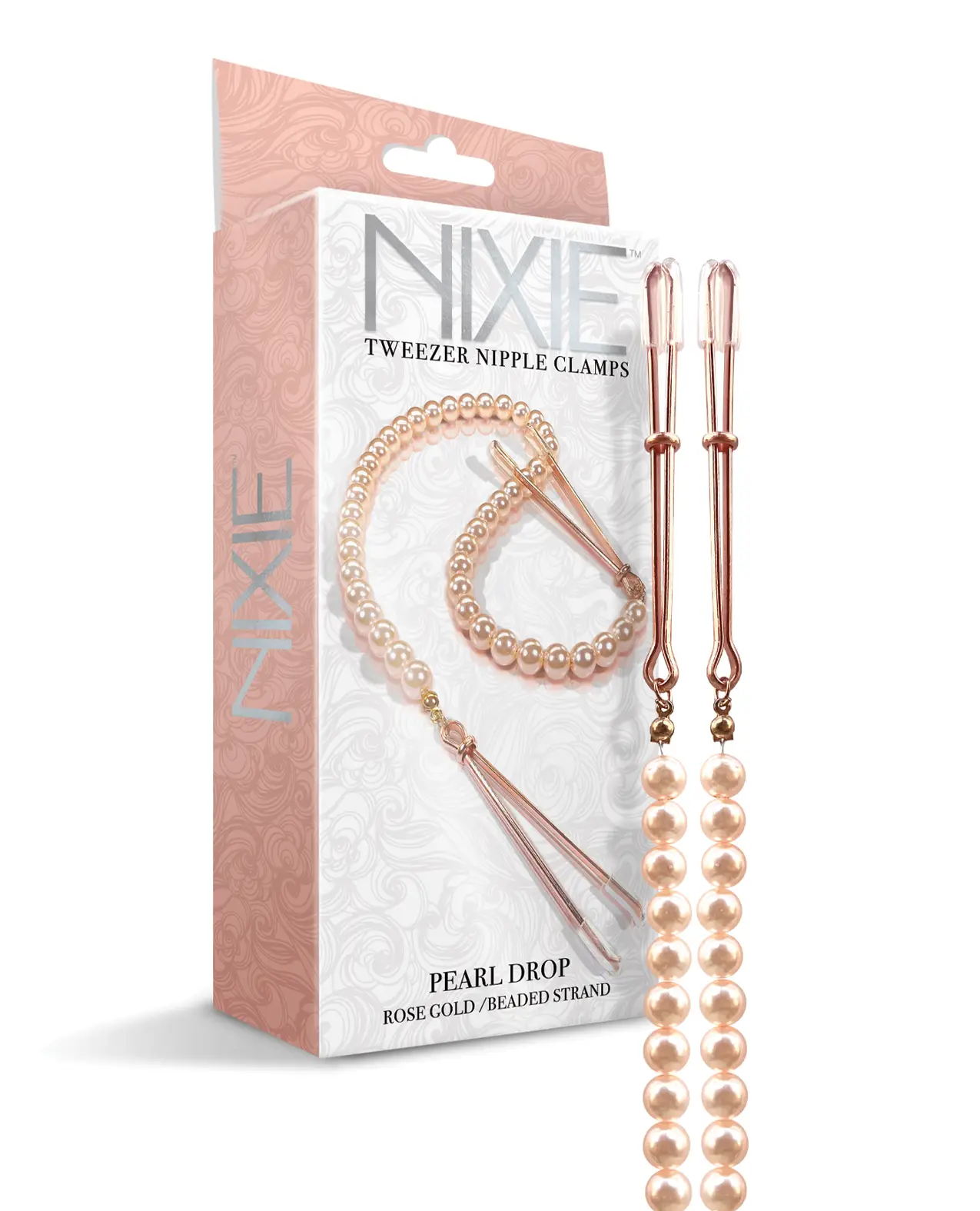 Nixie Pearl Drop Tweezer Nipple Clamps in Rose Gold