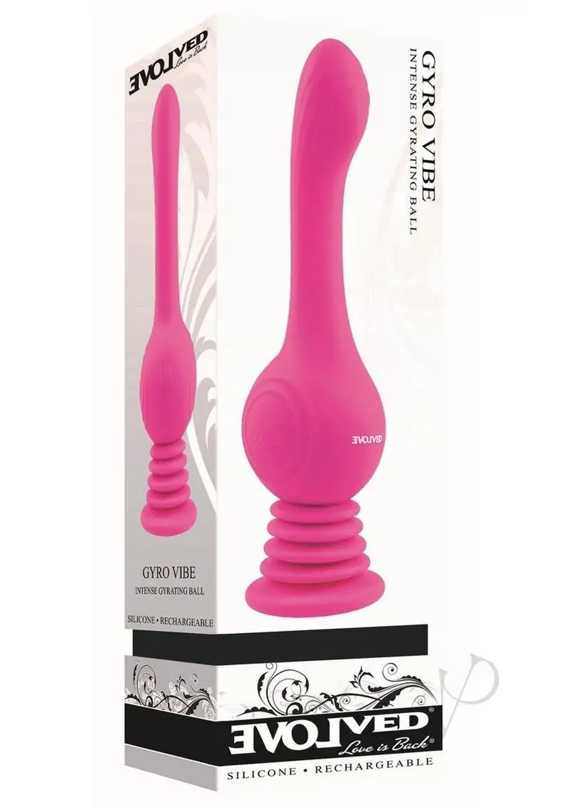 A unique gyrating vibrator with a suction cup in pink