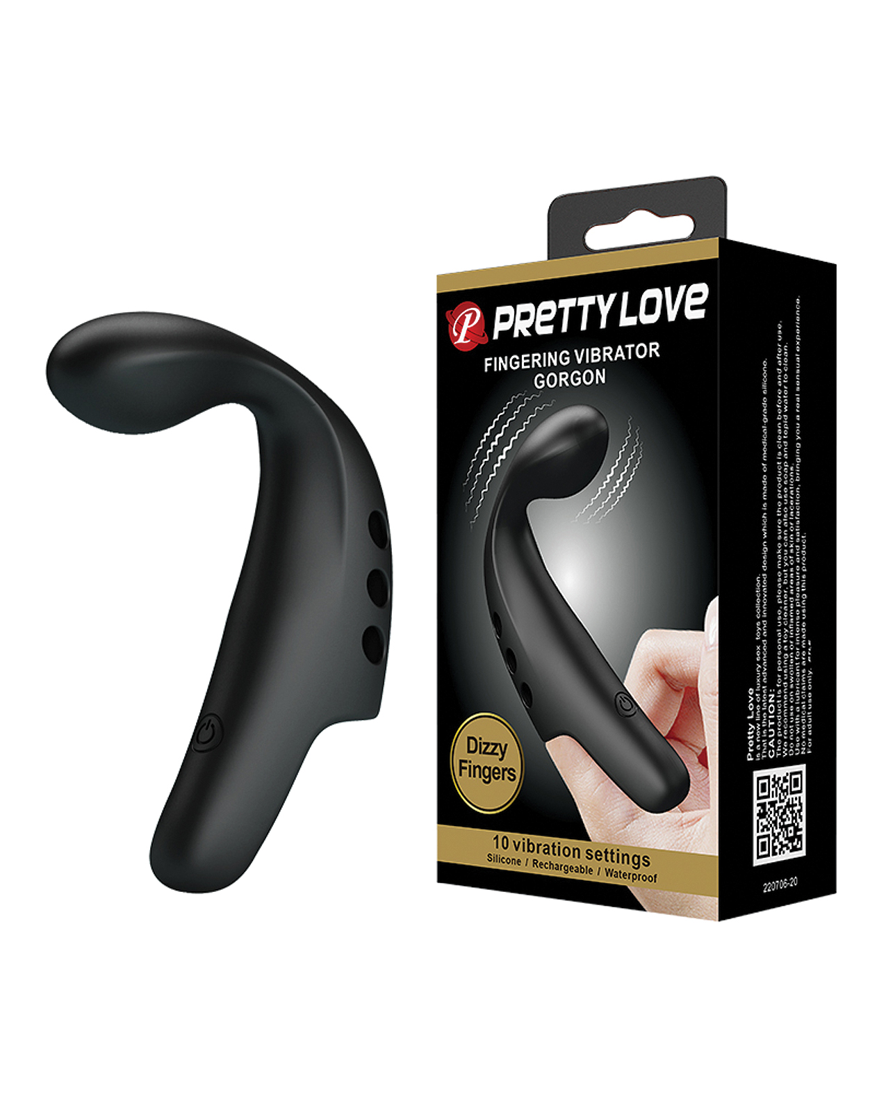 Pretty Love Gorgon Finger Vibrator in Black