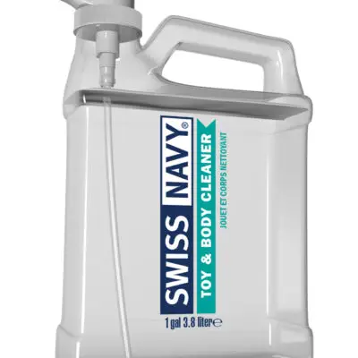a picture of a one gallon bottle of Swiss Navy toy and body cleaner