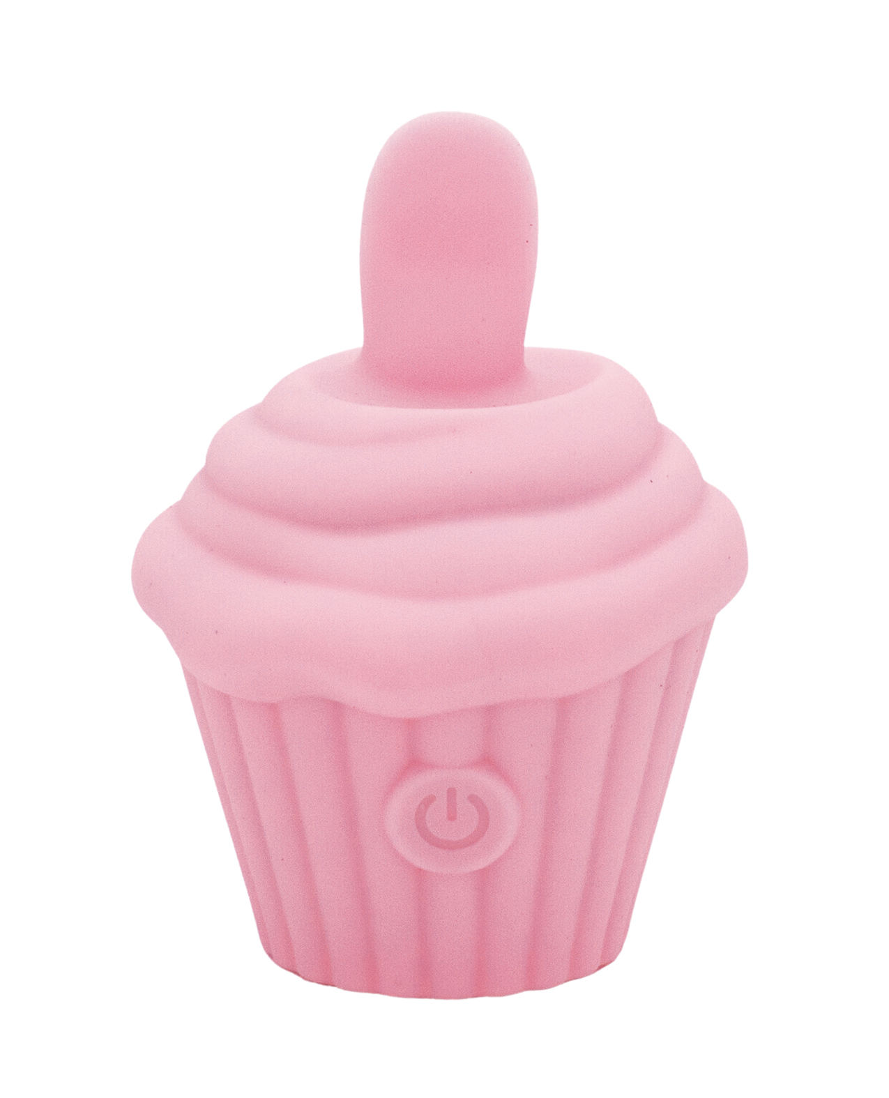 Pink cupcake shaped toy with a stimulating tongue