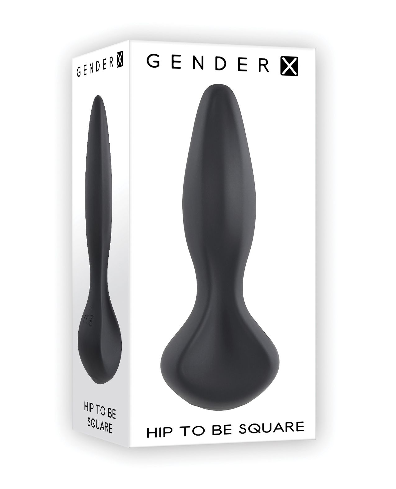 Hip to be square is a black toy on a white box