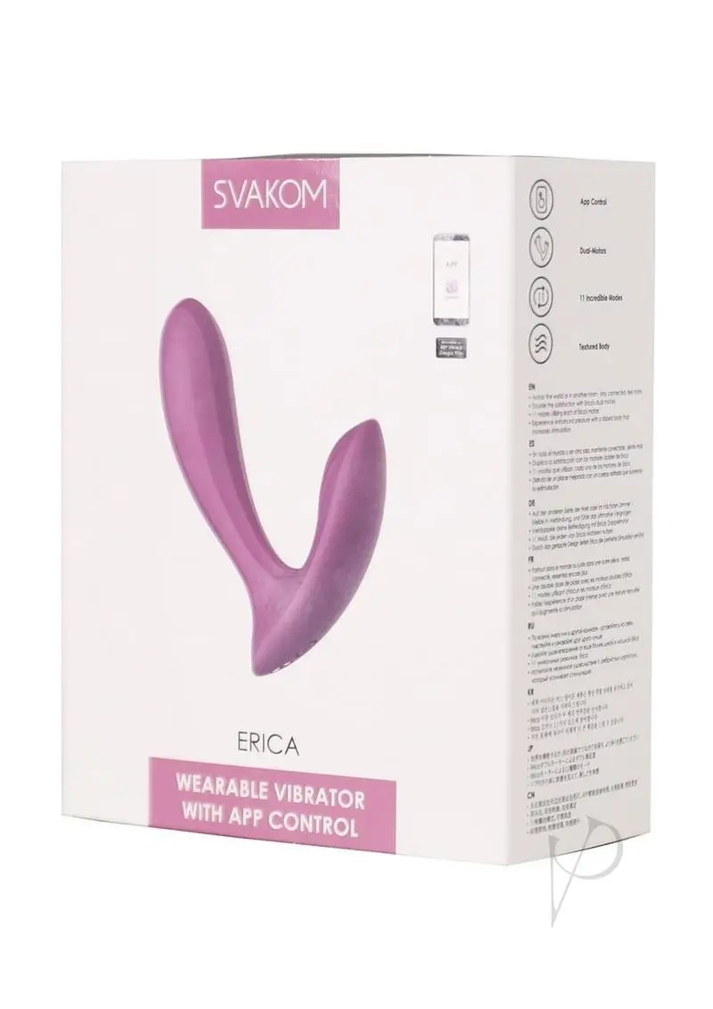 Svakom Erica Rechargeable Silicone App Compatible Dual Vibrator with Clitoral Stimulator and Remote – Pink