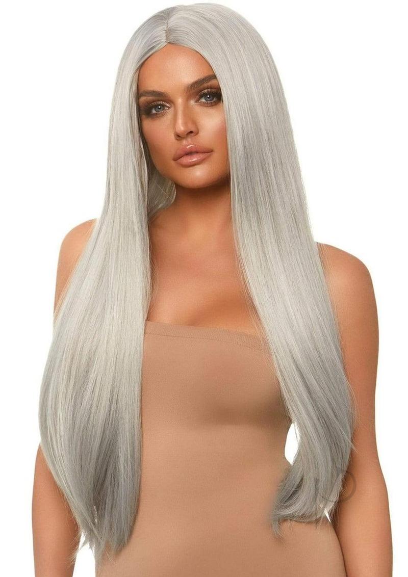 Long Straight Center Part Wig O/S Grey