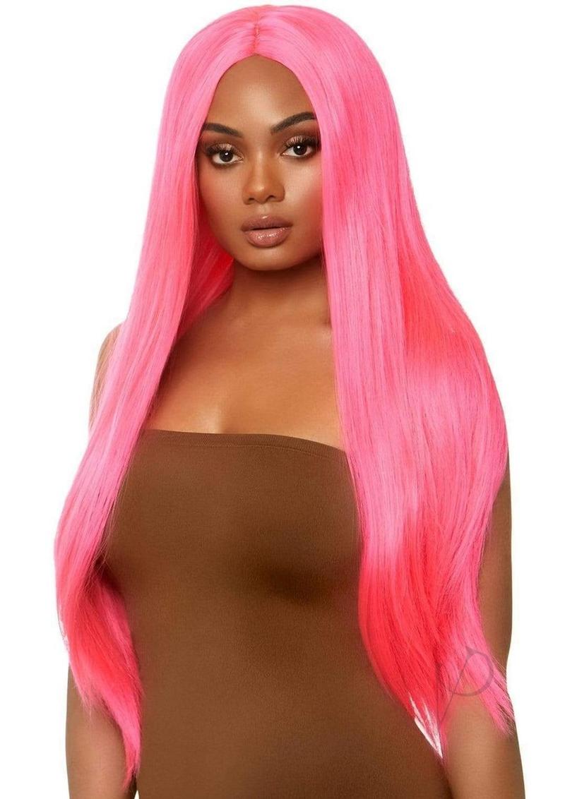 Long Straight Center Part Wig O/S Pink