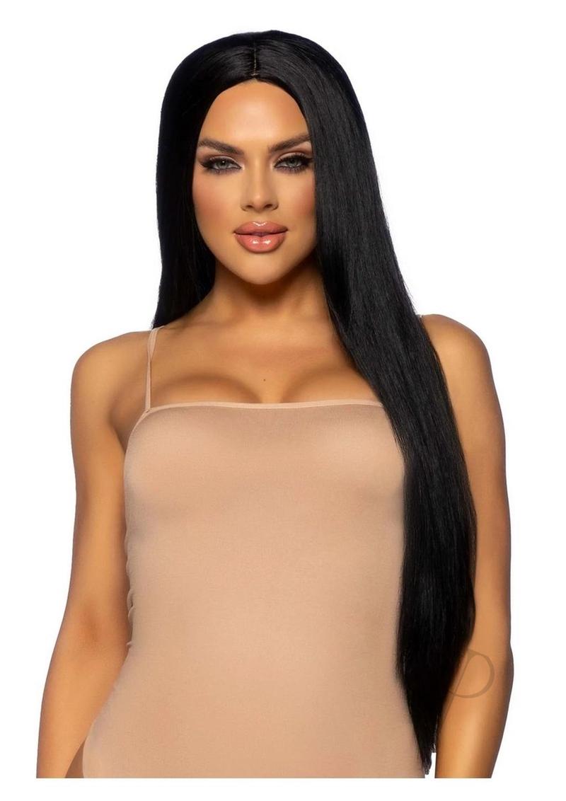 Long Straight Center Part Wig O/S Black