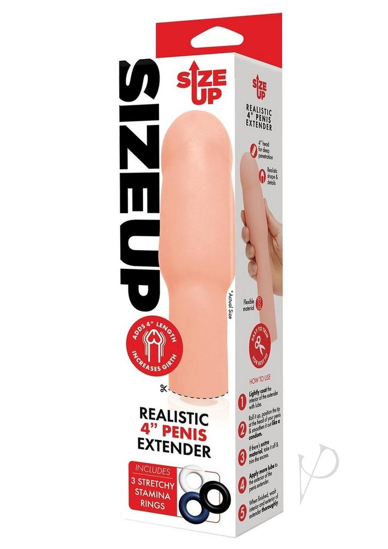 Size Up Extra Realistic Penis Extender 4" Flesh