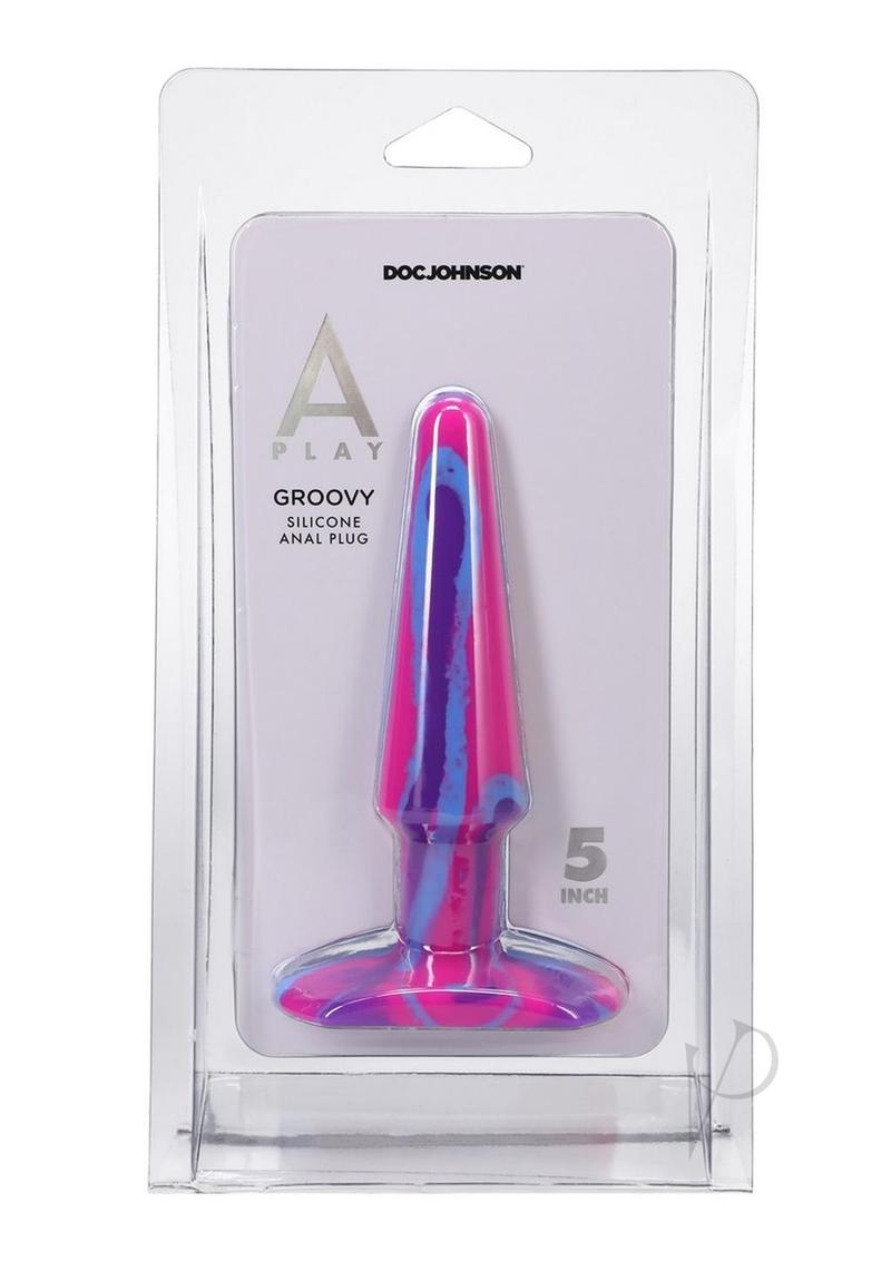 A-Play Groovy Silicone Anal Plug 5 inch - Fuschia/Magenta