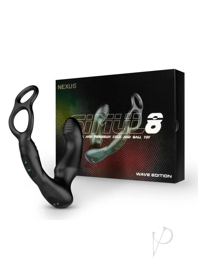 Nexus Simul8 Wave Dual Cock Ring Prostate Massage - Black