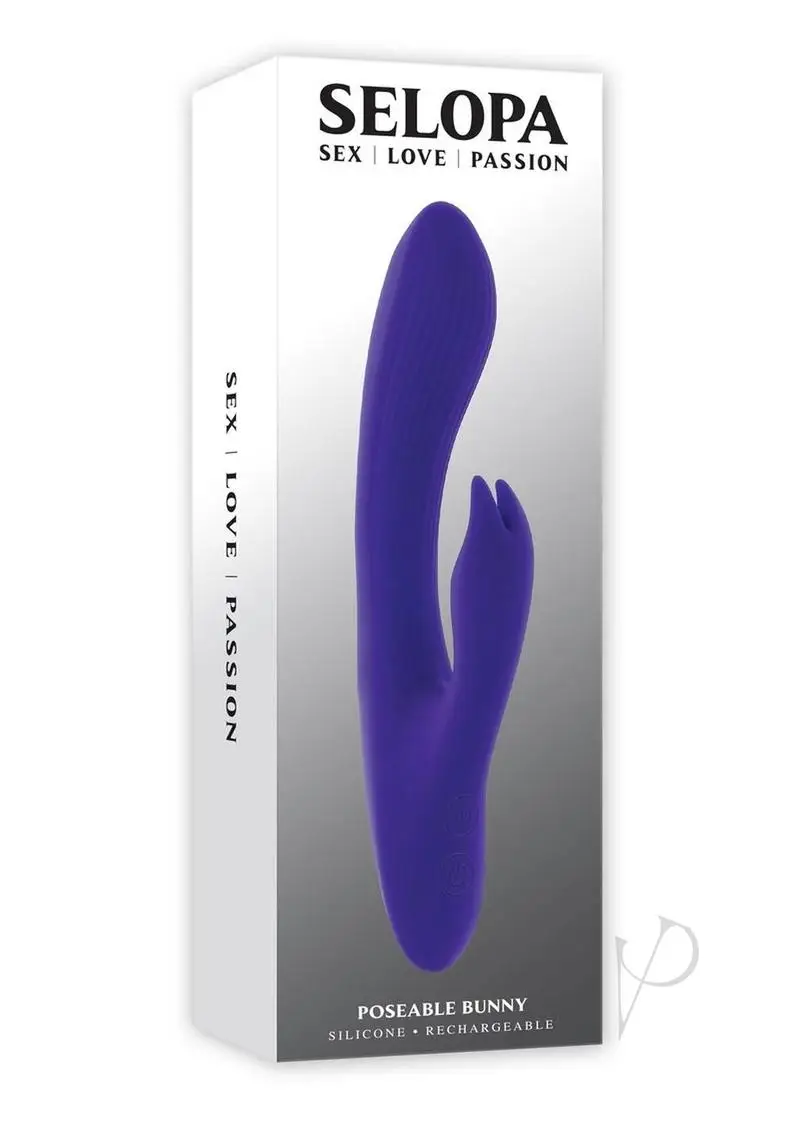 Selopa Poseable Bunny Rechargeable Silicone Rabbit Vibrator - Purple