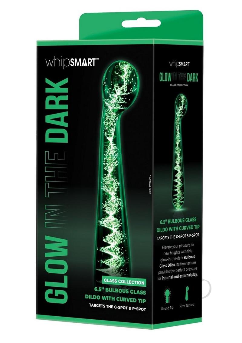 Whipsmart Bulbous Glass Dildo with Curved Base 6.5in - Clear / Glow in the Dark