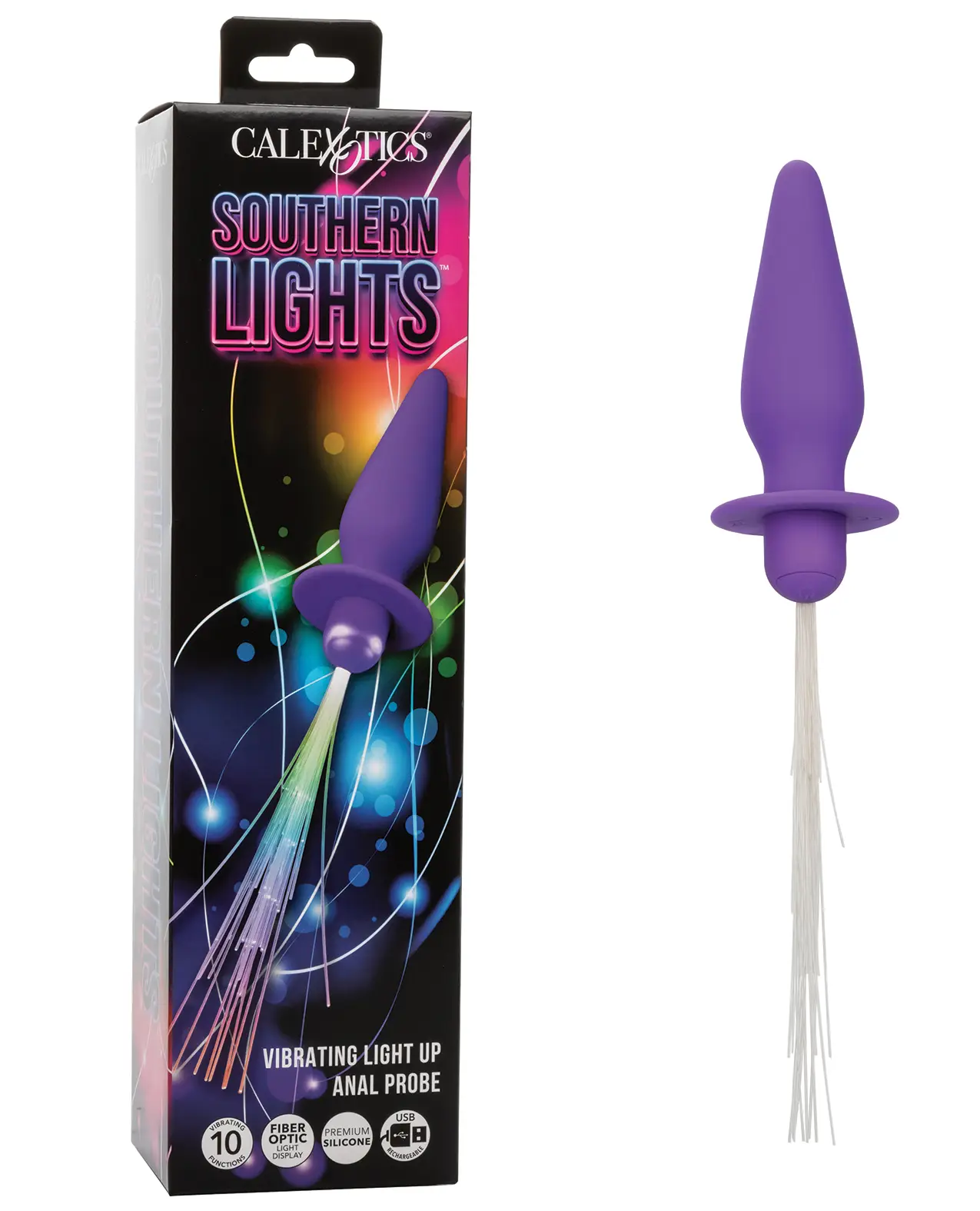 Southern Lights Rechargeable Vibrating Light Up Anal Probe - Purple
