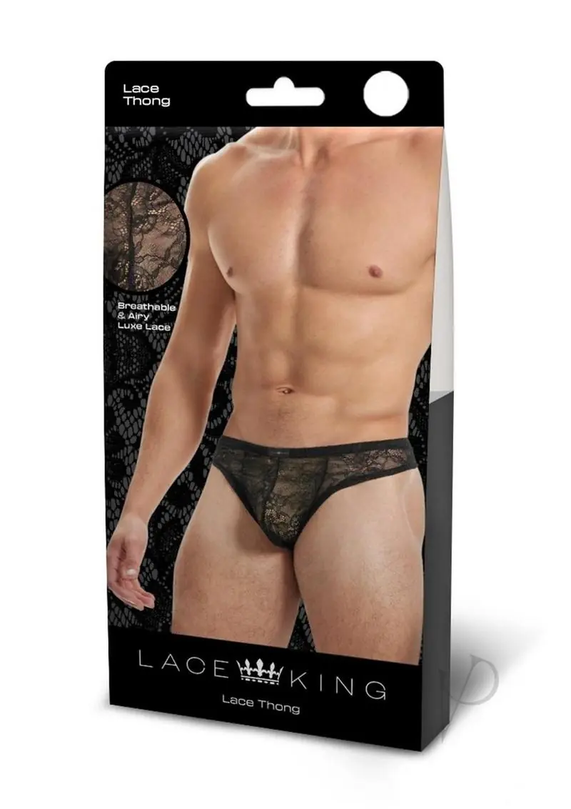 Lace King Lace Thong - Small/Medium- Black