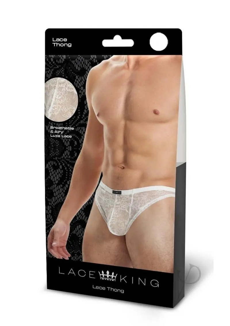 Lace King Lace Thong - Large/XLarge - White