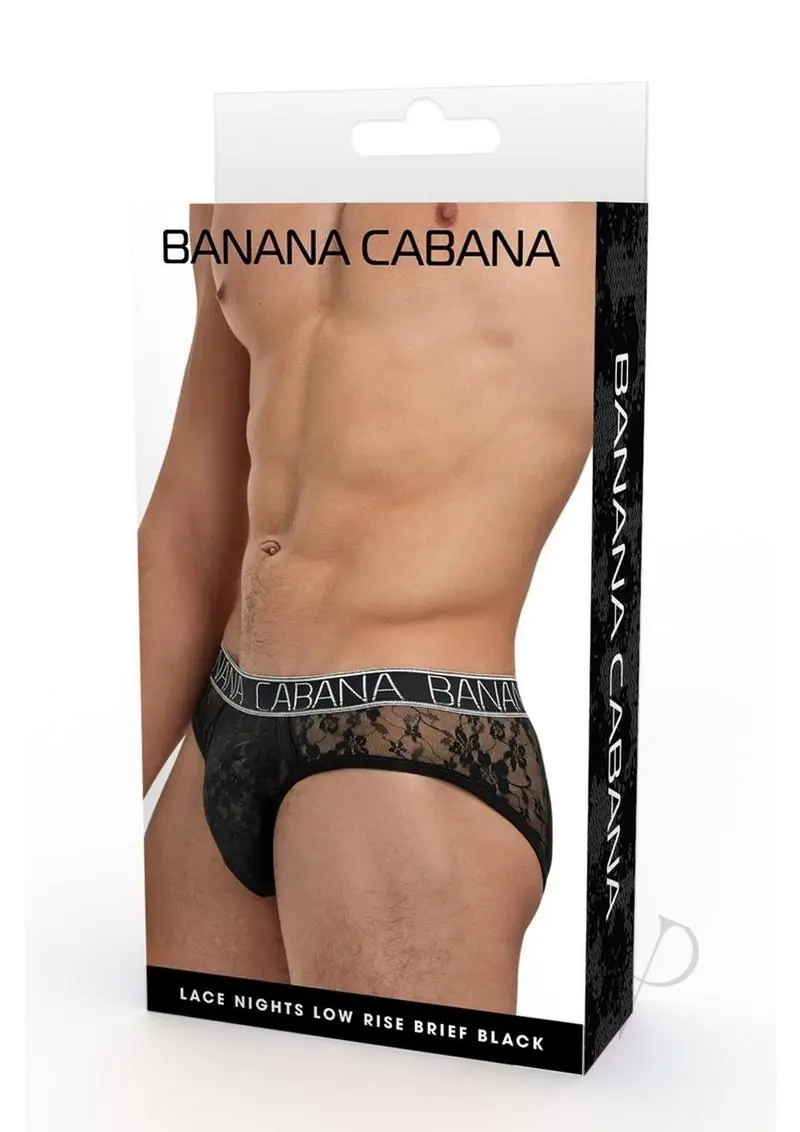 Banana Cabana Lace Nights Low Rise Brief - LG/XL - Black