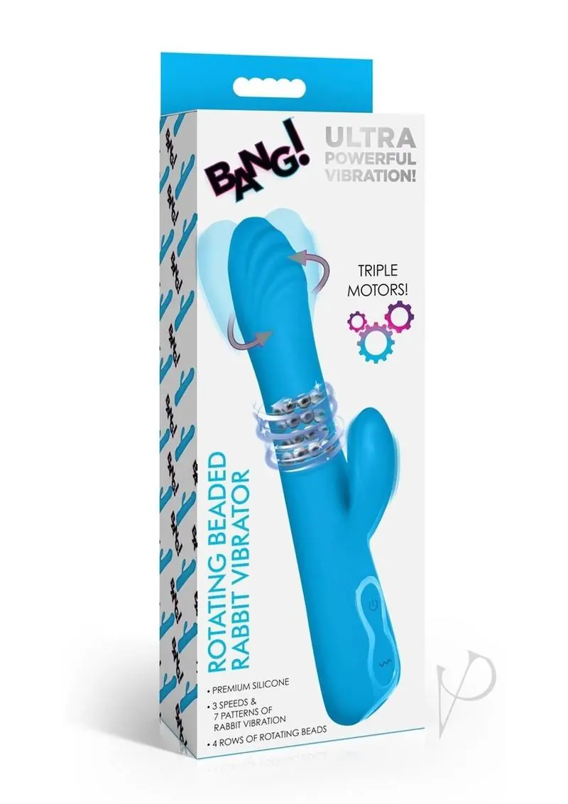 Unleash your inner passion with the Bang Rotating Beaded Rabbit Vibrator—a masterpiece of elegance and innovative functionality designed for unforgettable experiences. Whether you’re seeking G-spot stimulation, clitoral bliss, or a fusion of both, this rabbit vibrator delivers everything you desire and more. Key Features You’ll Love • Premium Silicone Design: Made from silky-smooth, body-safe silicone for a luxurious and safe experience. • Rotating Beaded Shaft: The textured head rotates to massage your G-spot, complemented by 4 rows of stimulating beads for unmatched internal sensations. • Triple Motor Power: Dual-stimulation with clit-focused rabbit ears offering 3 speeds and 7 thrilling vibration patterns. • Customizable Settings: Enjoy 3 dynamic shaft vibration speeds for tailored pleasure every time. • Splashproof and Rechargeable: Rated IPX5 for splashproof convenience and powered by an easy-to-use USB rechargeable battery. • Perfect Dimensions: 9.2” total length, 5.5” insertable, with a comfortable 1.4” diameter. Why Choose the Bang Rotating Beaded Rabbit Vibe? This versatile vibrator is perfect for anyone looking to combine elegance with extraordinary functionality. The innovative rotating head and vibrating beads create a sensation unlike anything you’ve felt before, while the powerful rabbit ears ensure your clitoral pleasure isn’t forgotten. Whether you’re a first-timer or an experienced user, this rabbit vibrator is designed to heighten your intimate moments and transform them into something truly extraordinary. Product Tips • Use Water-Based Lubricants: For the best experience and to protect the silicone material. • Maintenance: Clean thoroughly after each use with warm water and mild soap or a toy-safe cleaner. Bang Rotating Beaded Rabbit Vibe