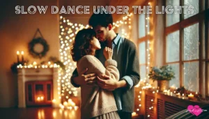 Couple embracing with a slow dance under the lights in a room