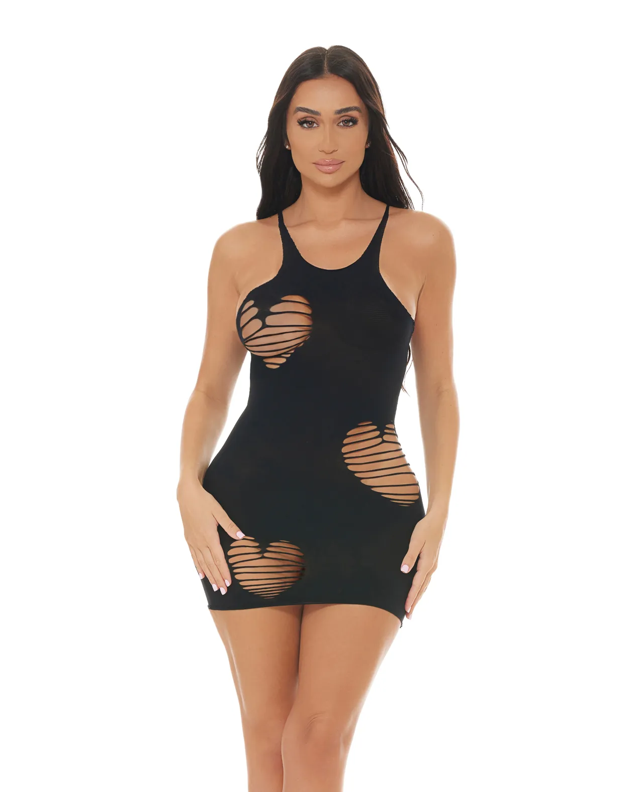 Heart Rate Bodystocking Dress - Black O/S