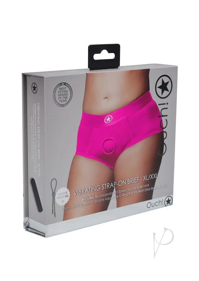 Ouch Vibe Strap On Brief Xl/xxl Pink