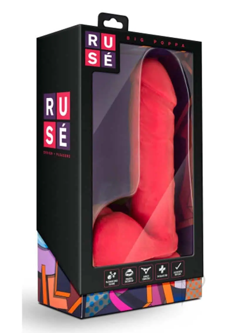 Ruse Big Poppa Silicone Dildo With Balls Cerise 7.75 Inch - Featured Image