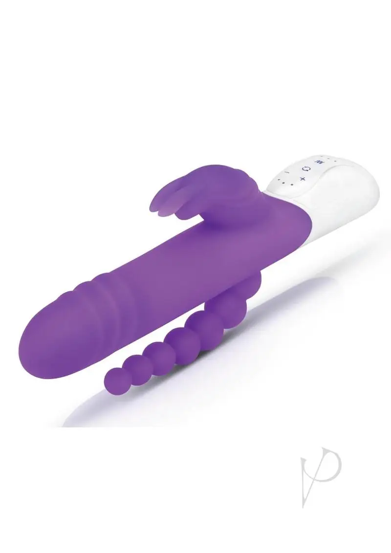 Rabbit Essentials Rechargeable Double Penetration Rabbit Vibe Purple - Image 2