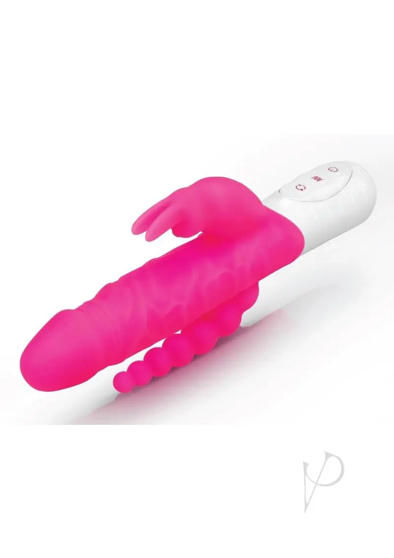 Rabbit Essentials Rechargeable Slim Double Penetration Rabbit Vibe Hot Pink - Image 2