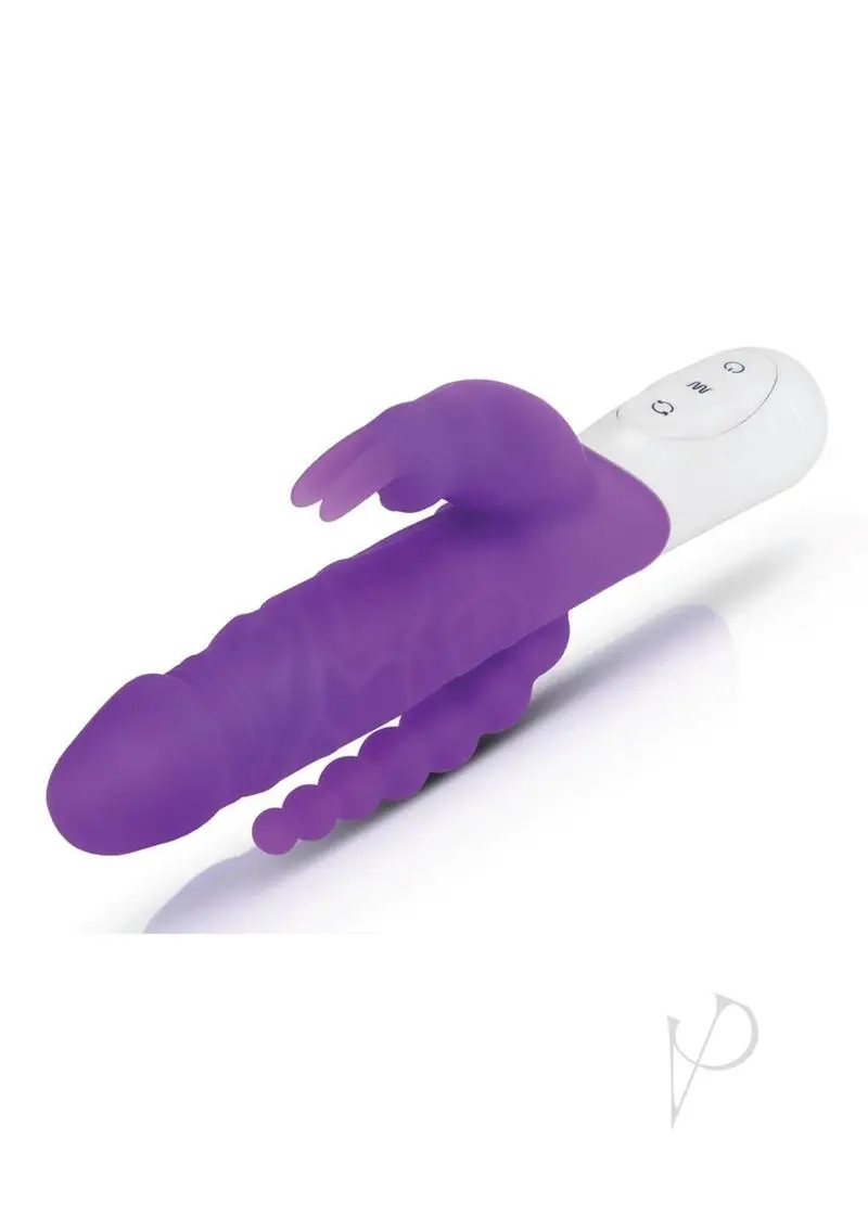 Rabbit Essentials Rechargeable Slim Double Penetration Rabbit Vibe Purple - Image 2