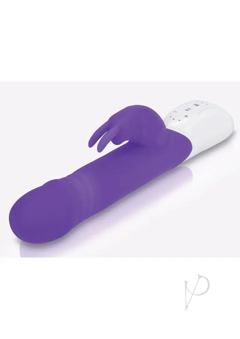 Rabbit Essentials Silicone Rechargeable Thrusting Rabbit Vibrator - Purple - Image 2