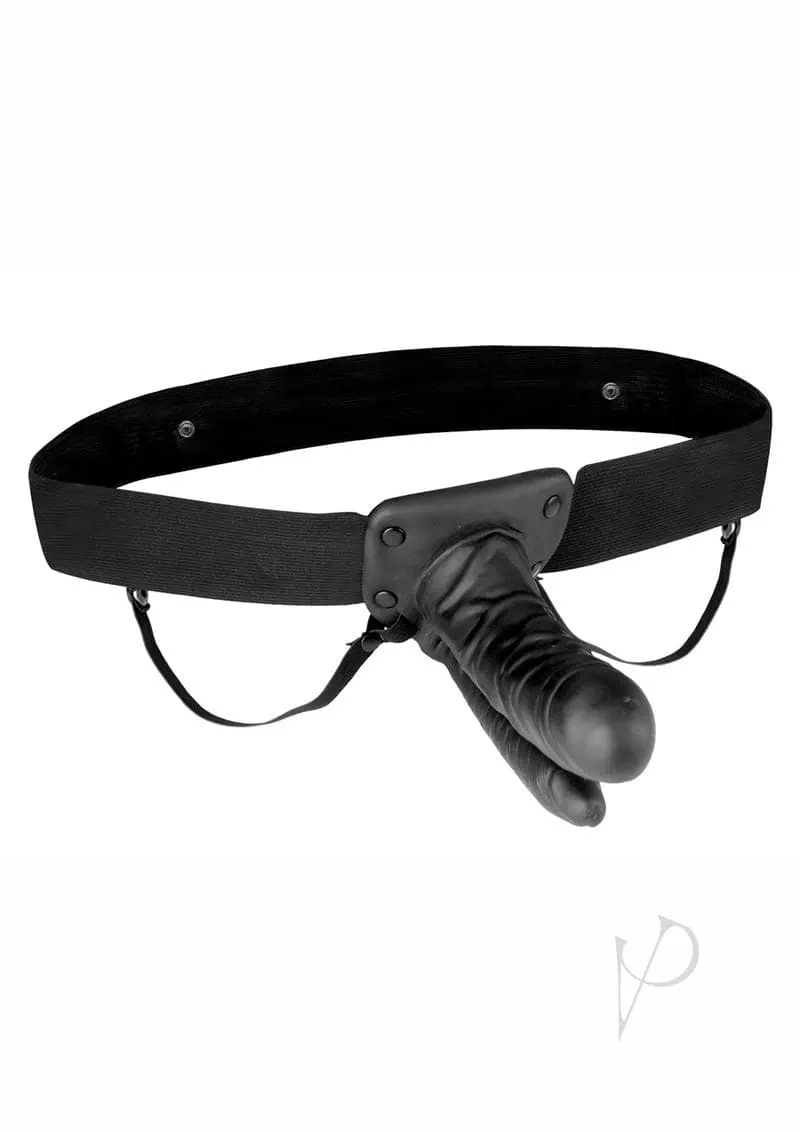 Lux Fetish Unisex Vibrating Hollow Double Penetration Strap On Dildo - Image 4