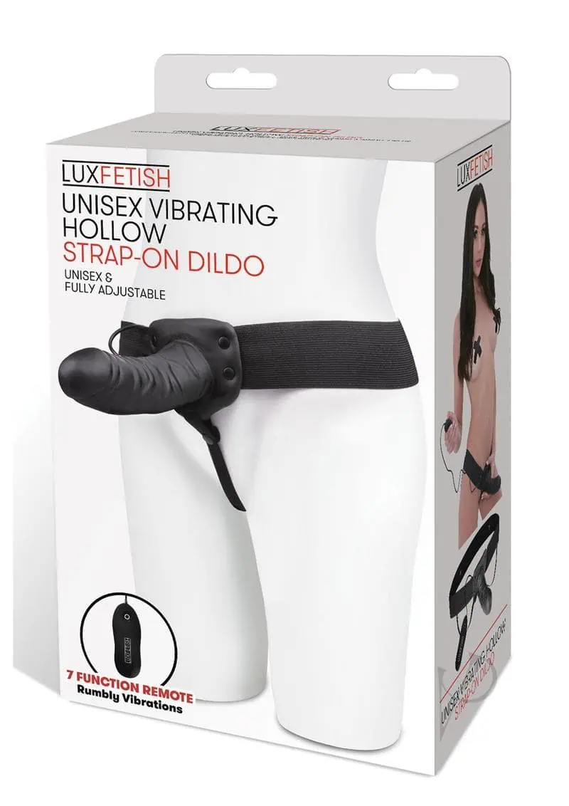Lux Fetish Unisex Vibrating Hollow Strap On Dildo - Image 3